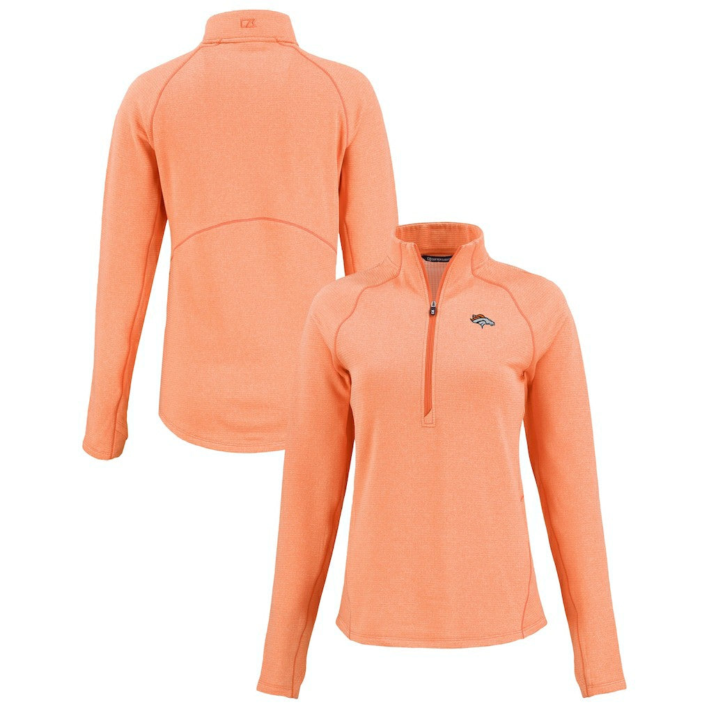 Cutter & Buck Women's Peshastin Eco Fleece Recycled Tri-Blend Raglan Half-Zip Jacket - Denver Broncos Jackets