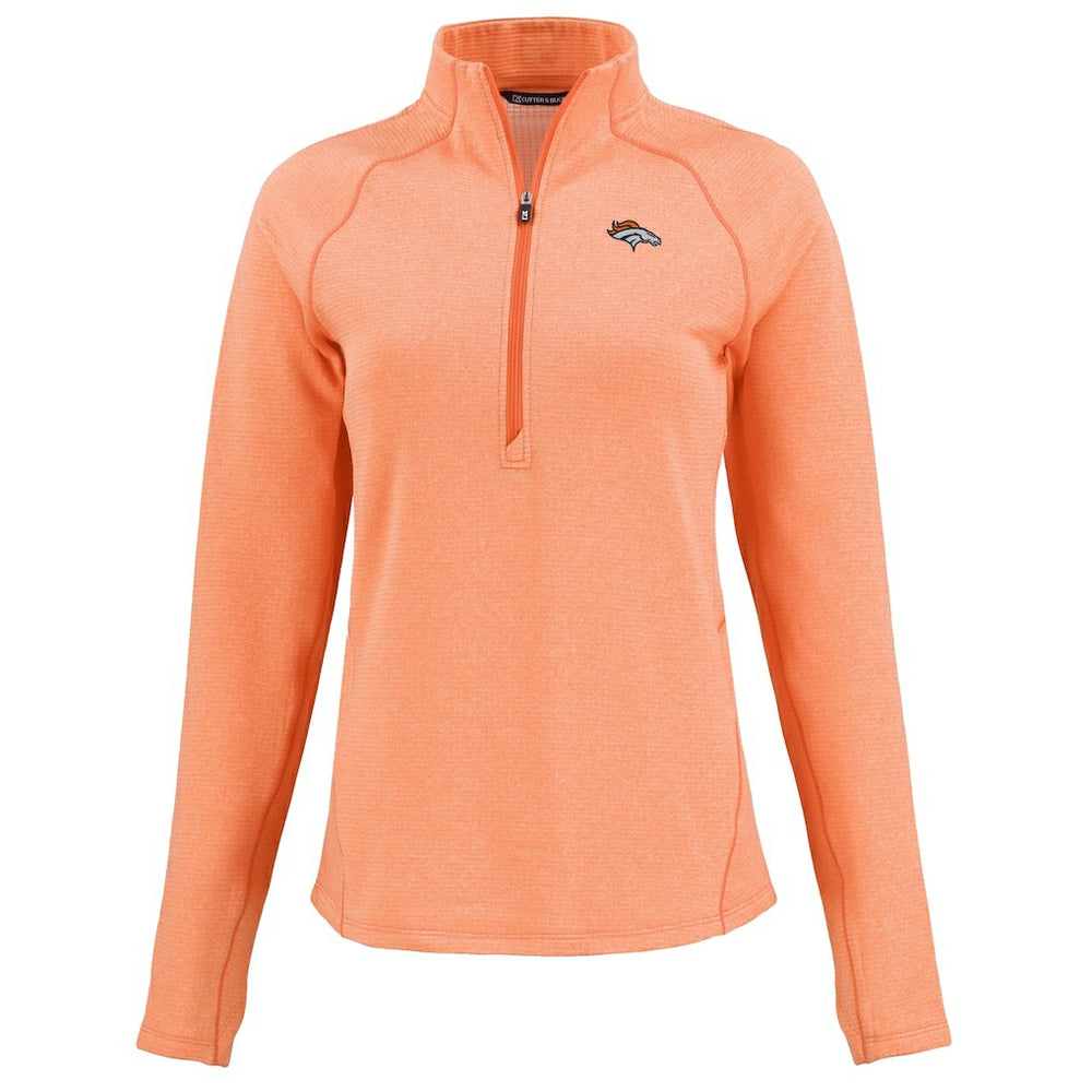 Cutter & Buck Women's Peshastin Eco Fleece Recycled Tri-Blend Raglan Half-Zip Jacket - Denver Broncos Jackets