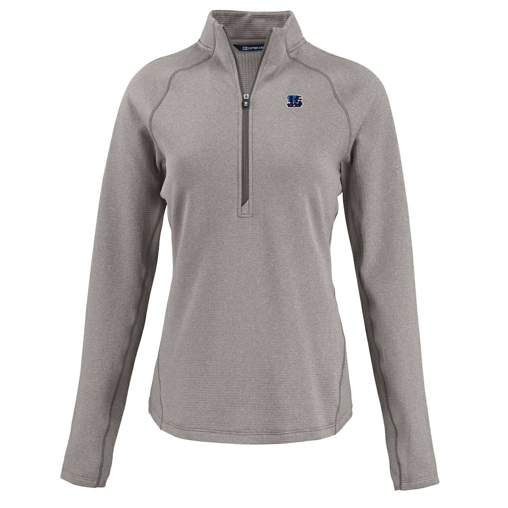 Cutter & Buck Women's Americana Peshastin Eco Fleece Recycled Tri-Blend Raglan Half-Zip Jacket - Cincinnati Bengals Jackets