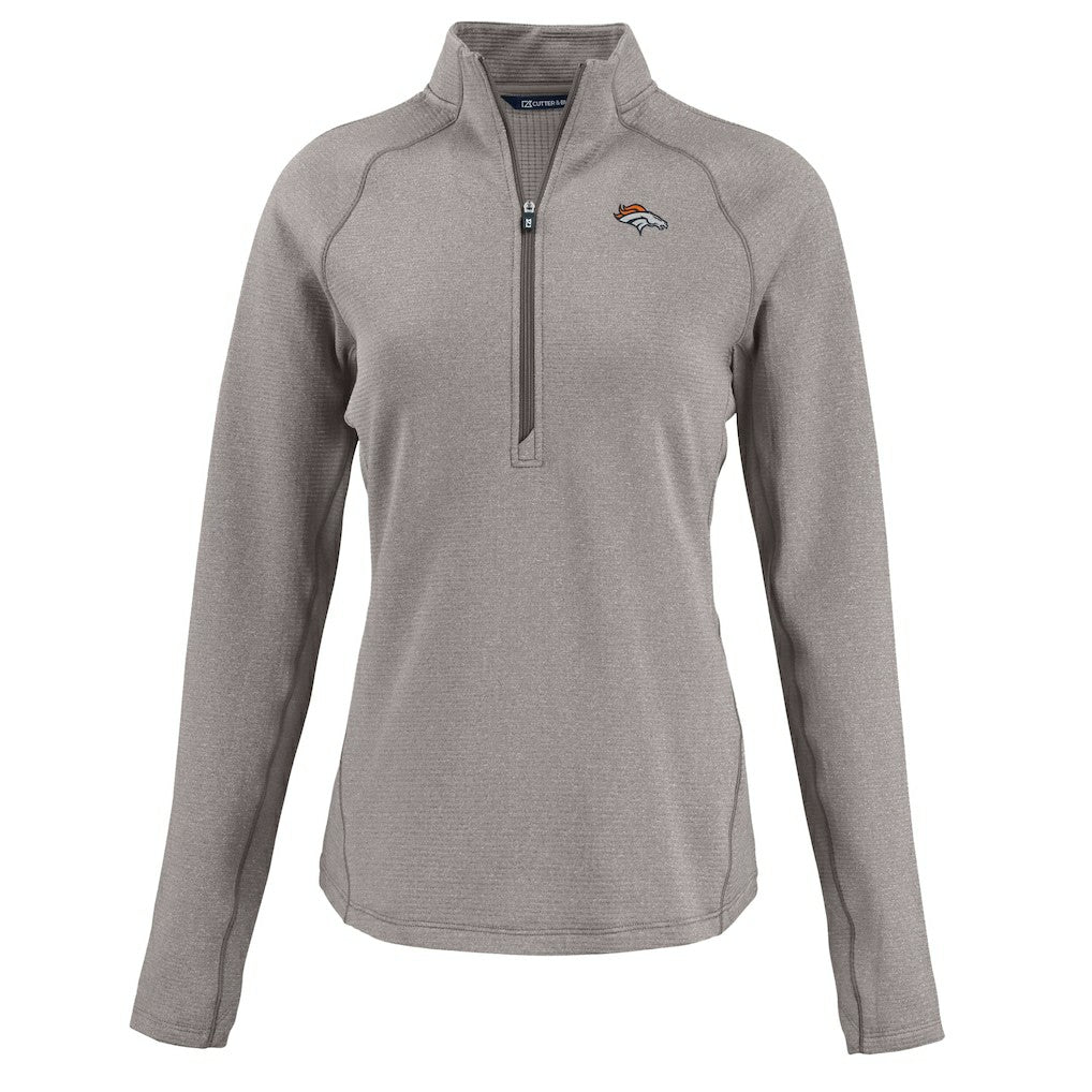 Cutter & Buck Women's Peshastin Eco Fleece Recycled Tri-Blend Raglan Half-Zip Jacket - Denver Broncos Jackets