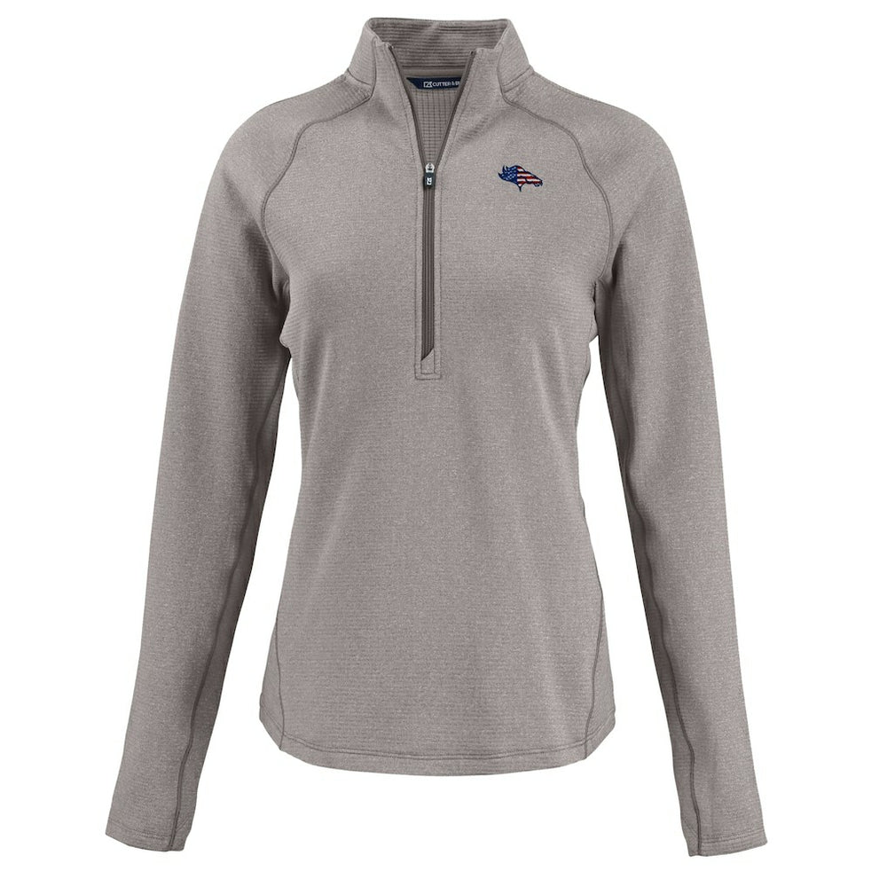 Cutter & Buck Women's Americana Peshastin Eco Fleece Recycled Tri-Blend Raglan Half-Zip Jacket - Denver Broncos Jackets