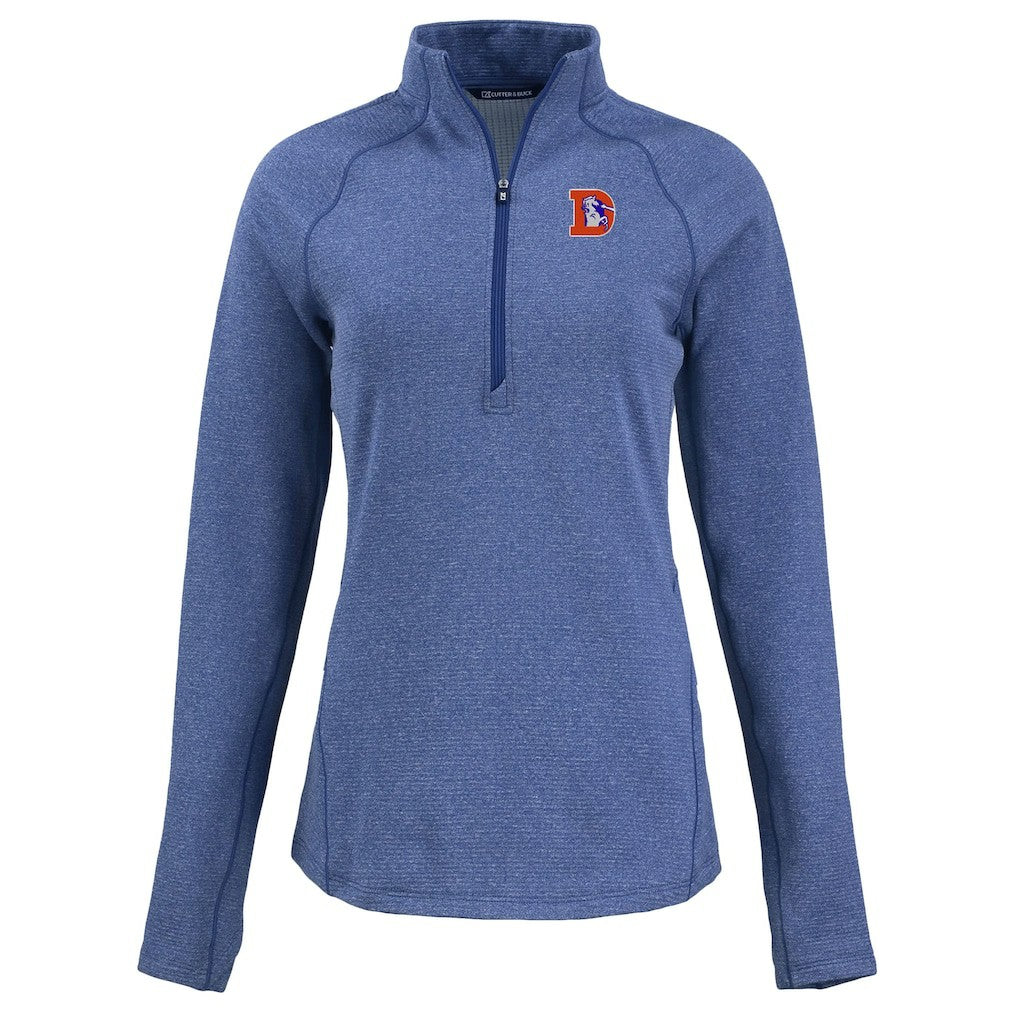Cutter & Buck Women's Peshastin Eco Fleece Recycled Tri-Blend Raglan Half-Zip Jacket - Denver Broncos Jackets