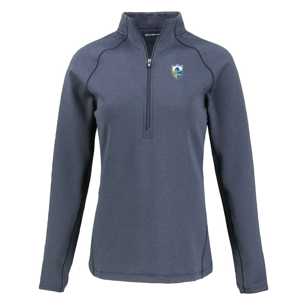 Cutter & Buck Women's Peshastin Eco Fleece Recycled Tri-Blend Raglan Half-Zip Jacket - Los Angeles Chargers Jackets