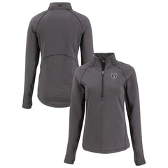 Cutter & Buck Women's Peshastin Eco Fleece Recycled Tri-Blend Raglan Half-Zip Jacket - Las Vegas Raiders Jackets
