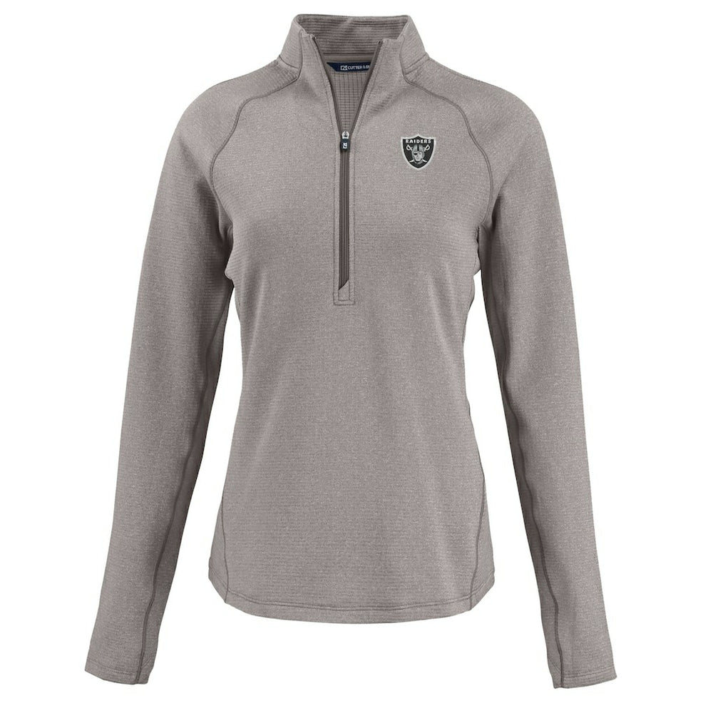 Cutter & Buck Women's Peshastin Eco Fleece Recycled Tri-Blend Raglan Half-Zip Jacket - Las Vegas Raiders Jackets