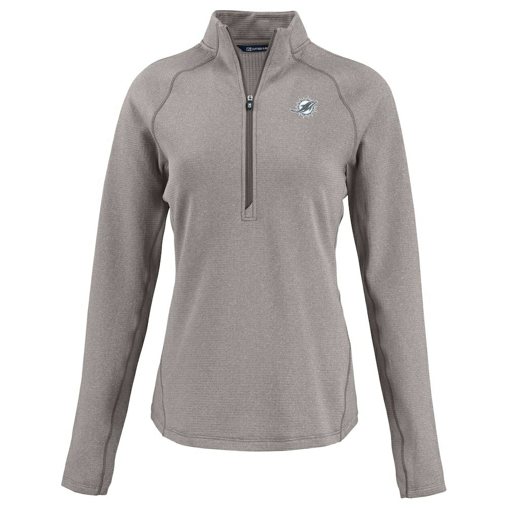 Cutter & Buck Women's Peshastin Eco Fleece Recycled Tri-Blend Raglan Half-Zip Jacket - Miami Dolphins Jackets