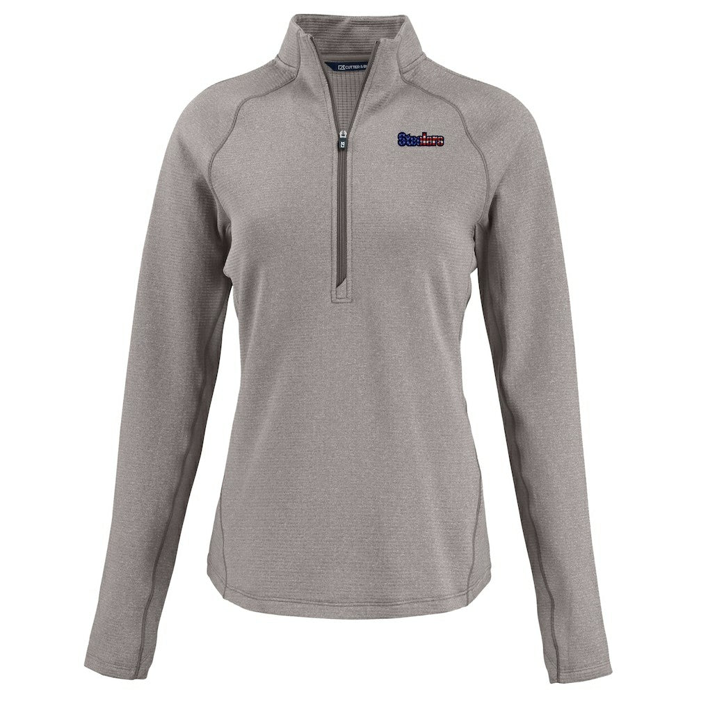 Cutter & Buck Women's Americana Peshastin Eco Fleece Recycled Tri-Blend Raglan Half-Zip Jacket - Pittsburgh Steelers Jackets