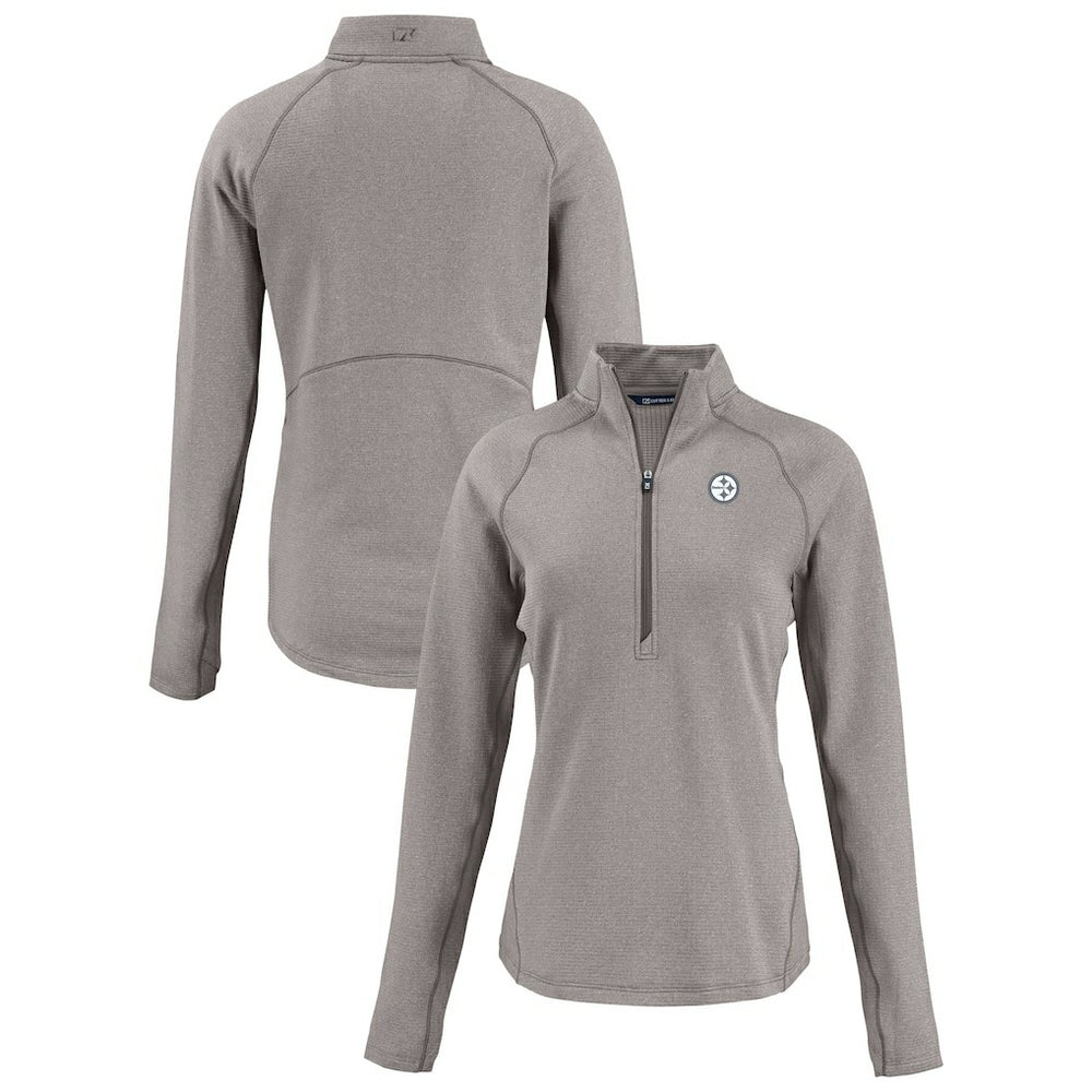 Cutter & Buck Women's Peshastin Eco Fleece Recycled Tri-Blend Raglan Half-Zip Jacket - Pittsburgh Steelers Jackets