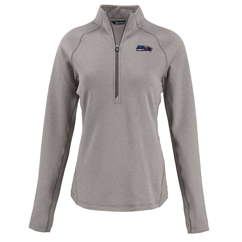 Cutter & Buck Women's Americana Peshastin Eco Fleece Recycled Tri-Blend Raglan Half-Zip Jacket - Seattle Seahawks Jackets