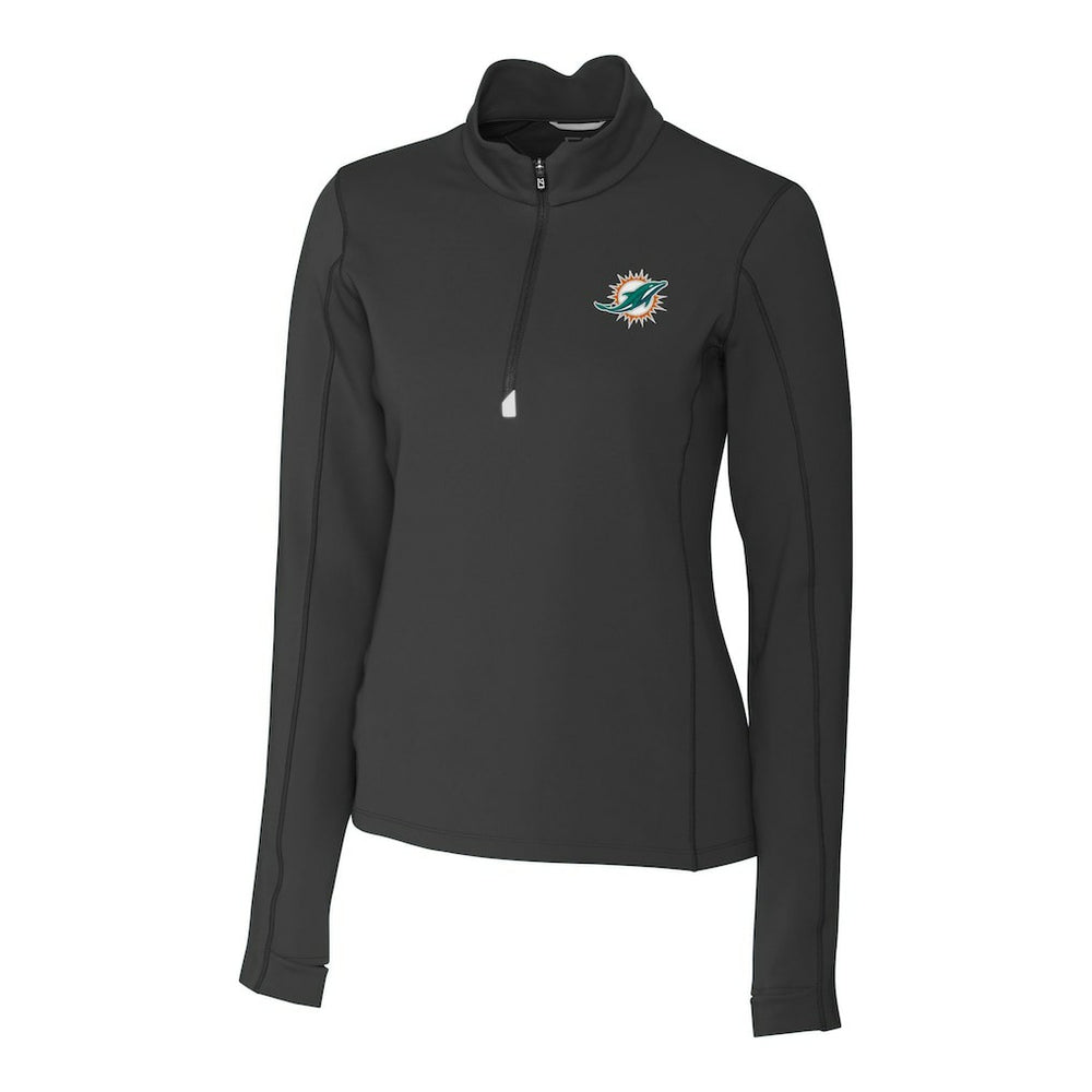 Cutter & Buck Women's Traverse Stretch Quarter-Zip Pullover Top - Miami Dolphins Pullover
