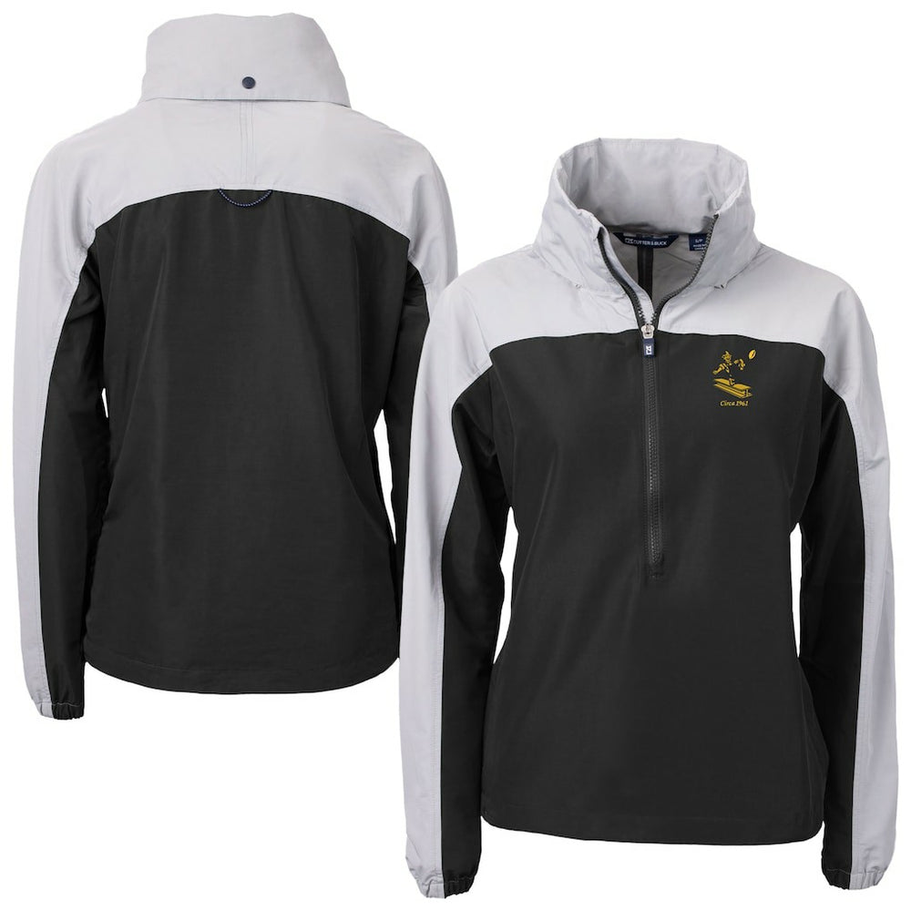 Cutter & Buck Women's Charter Eco Recycled Half-Zip Hooded Anorak Jacket - Pittsburgh Steelers Jackets