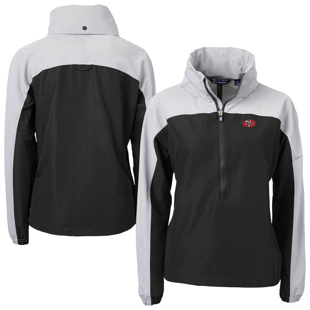 Cutter & Buck Women's Charter Eco Recycled Half-Zip Hooded Anorak Jacket - San Francisco 49ers Jackets