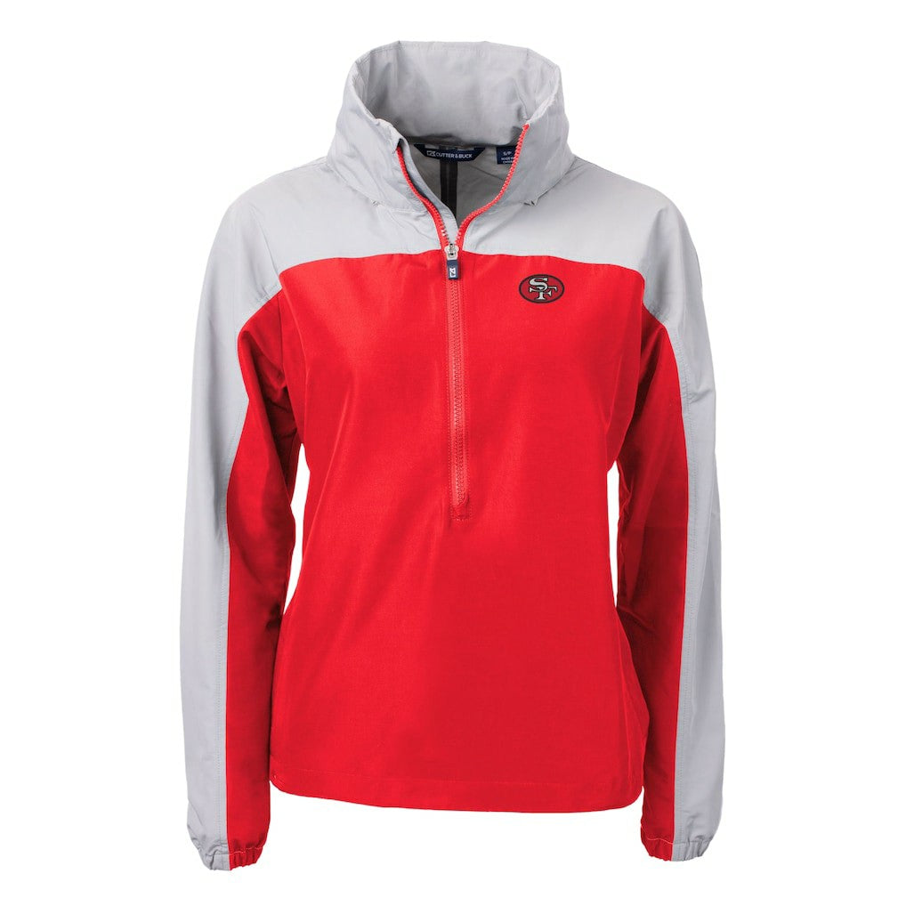 Cutter & Buck Women's Charter Eco Recycled Half-Zip Hooded Anorak Jacket - San Francisco 49ers Jackets