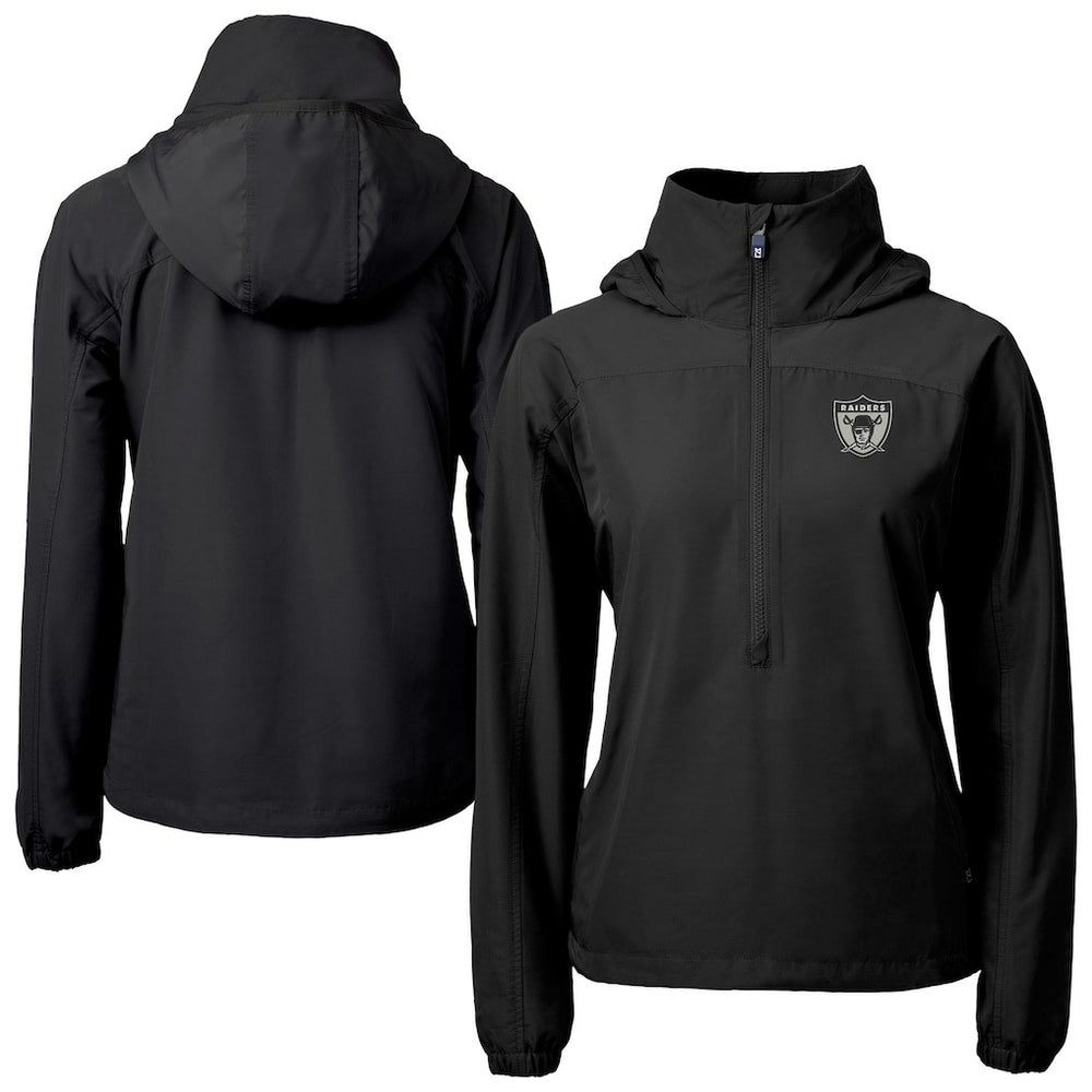 Cutter & Buck Women's Charter Eco Recycled Half-Zip Hooded Anorak Jacket - Las Vegas Raiders Jackets