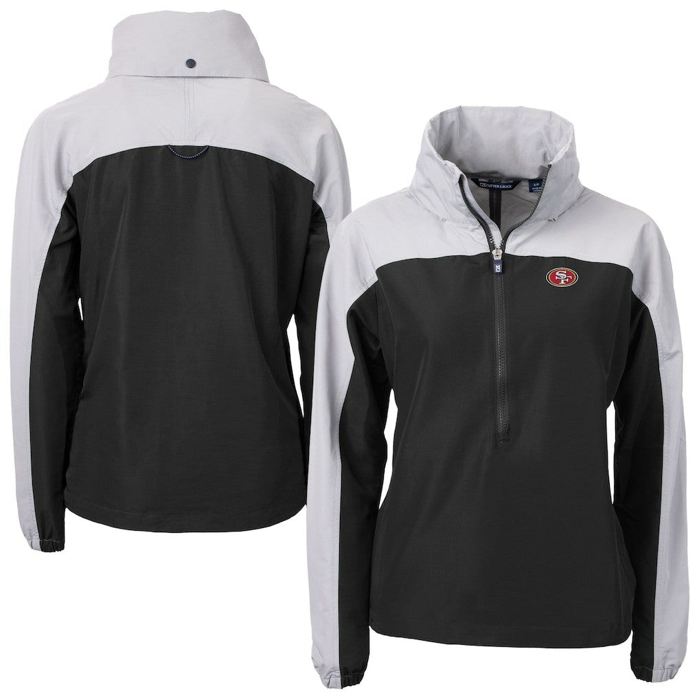 Cutter & Buck Women's Charter Eco Recycled Half-Zip Hooded Anorak Jacket - San Francisco 49ers Jackets