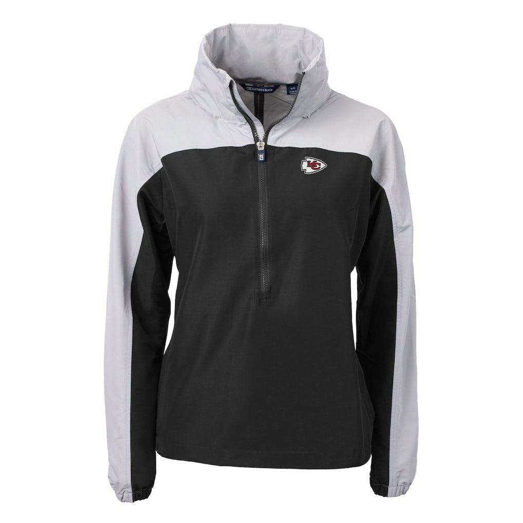 Cutter & Buck Women's Charter Eco Recycled Half-Zip Hooded Anorak Jacket - Kansas City Chiefs Jackets