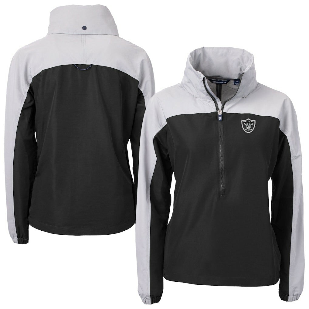 Cutter & Buck Women's Charter Eco Recycled Half-Zip Hooded Anorak Jacket - Las Vegas Raiders Jackets