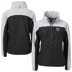 Cutter & Buck Women's Charter Eco Recycled Half-Zip Hooded Anorak Jacket - Las Vegas Raiders Jackets