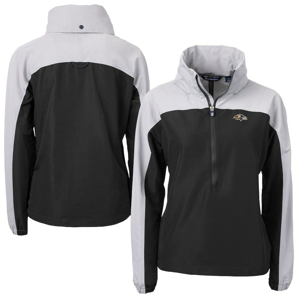 Cutter & Buck Women's Charter Eco Recycled Half-Zip Hooded Anorak Jacket - Baltimore Ravens Jackets