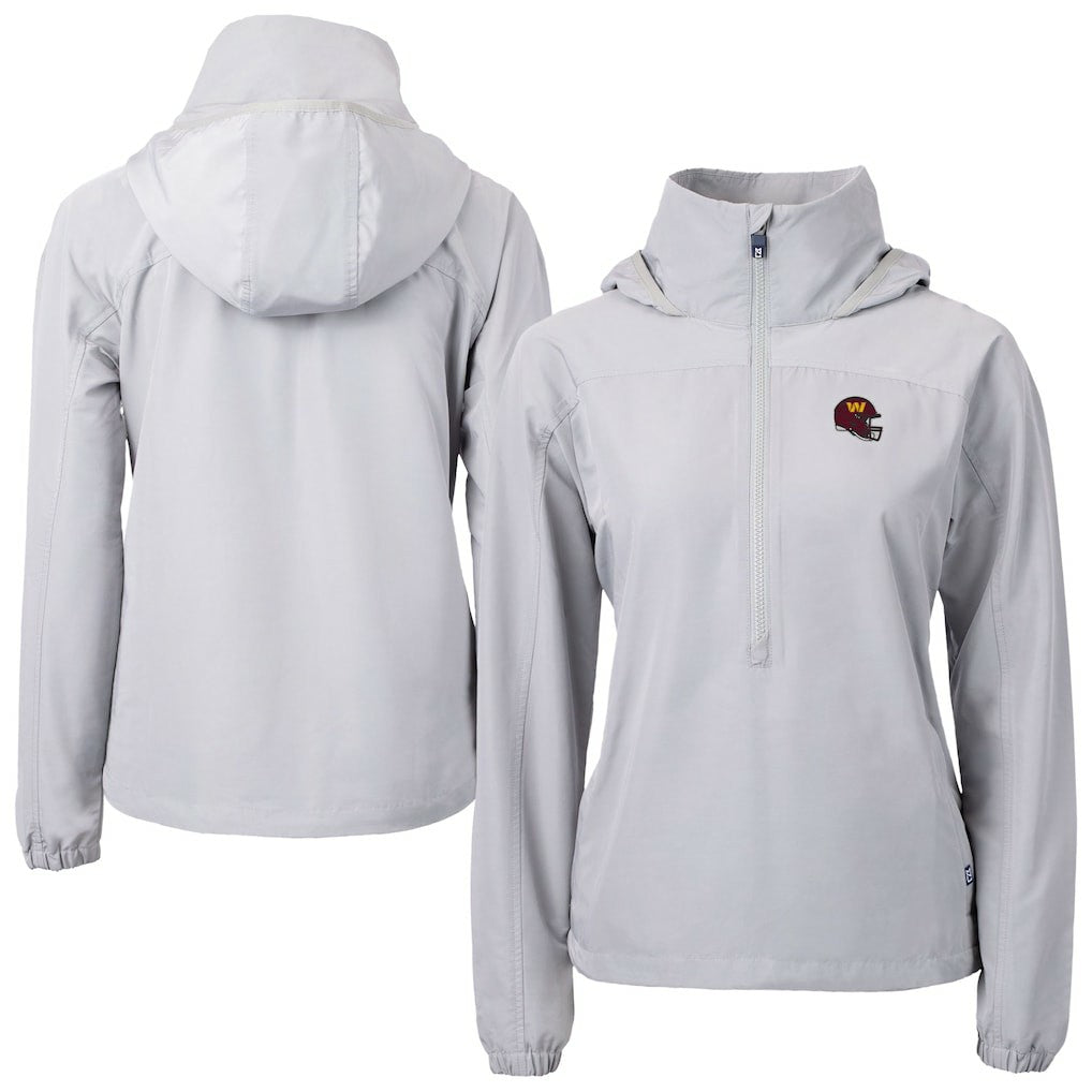 Cutter & Buck Women's Charter Eco Recycled Half-Zip Hooded Anorak Jacket - Washington Commanders Jackets