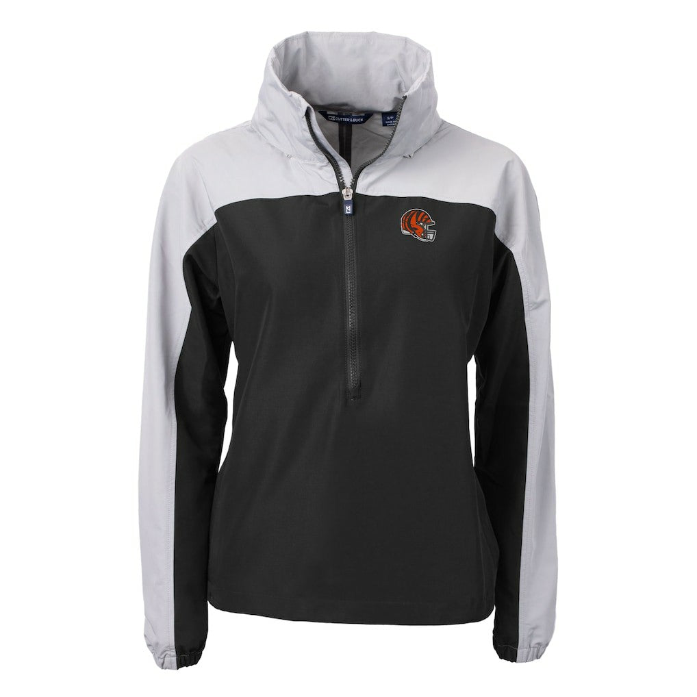Cutter & Buck Women's Charter Eco Recycled Half-Zip Hooded Anorak Jacket - Cincinnati Bengals Jackets