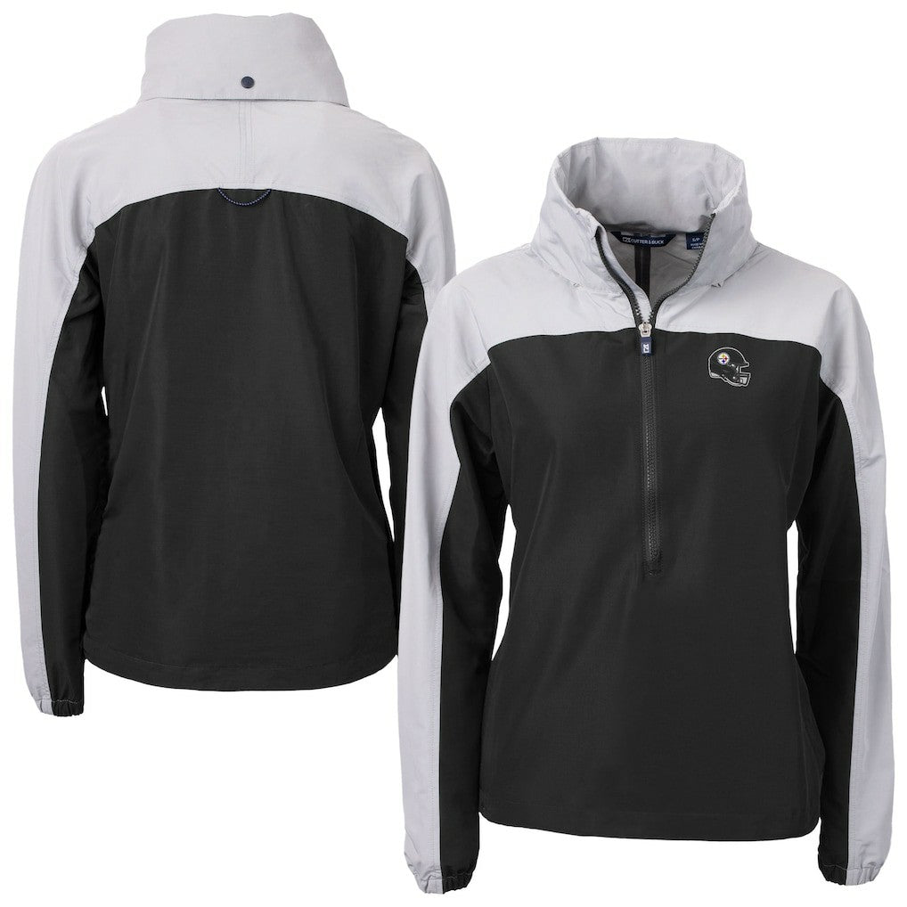 Cutter & Buck Women's Charter Eco Recycled Half-Zip Hooded Anorak Jacket - Pittsburgh Steelers Jackets