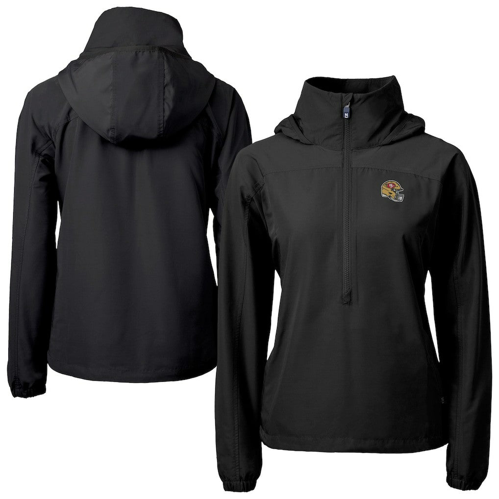 Cutter & Buck Women's Charter Eco Recycled Half-Zip Hooded Anorak Jacket - San Francisco 49ers Jackets