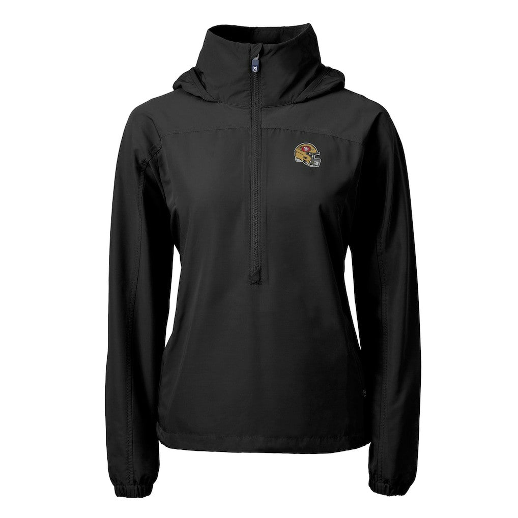 Cutter & Buck Women's Charter Eco Recycled Half-Zip Hooded Anorak Jacket - San Francisco 49ers Jackets