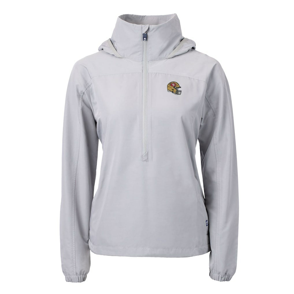 Cutter & Buck Women's Charter Eco Recycled Half-Zip Hooded Anorak Jacket - San Francisco 49ers Jackets