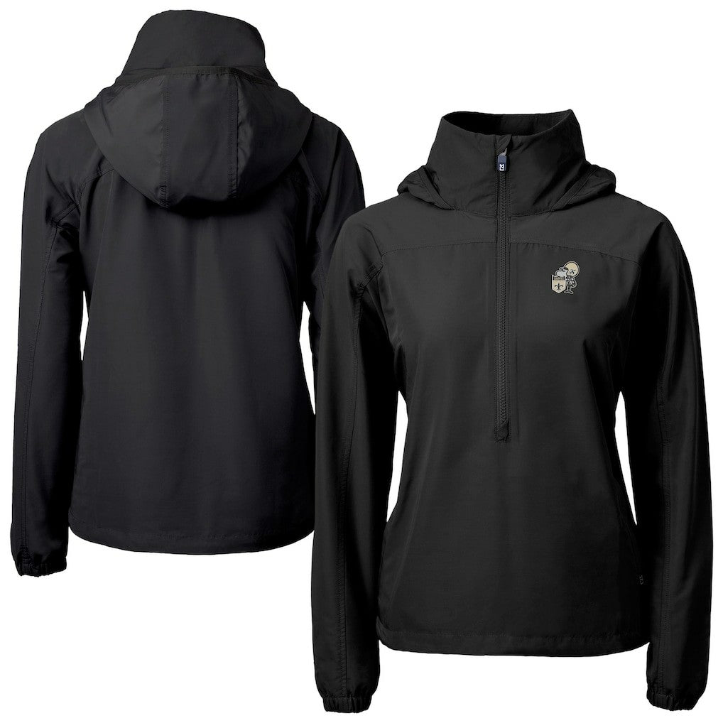 Cutter & Buck Women's Charter Eco Recycled Half-Zip Hooded Anorak Jacket - New Orleans Saints Jackets
