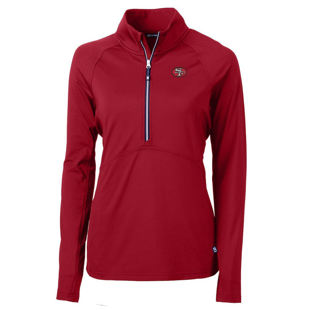 Cutter & Buck Women's Adapt Eco Knit Stretch Recycled Raglan Half-Zip Top - San Francisco 49ers Tops