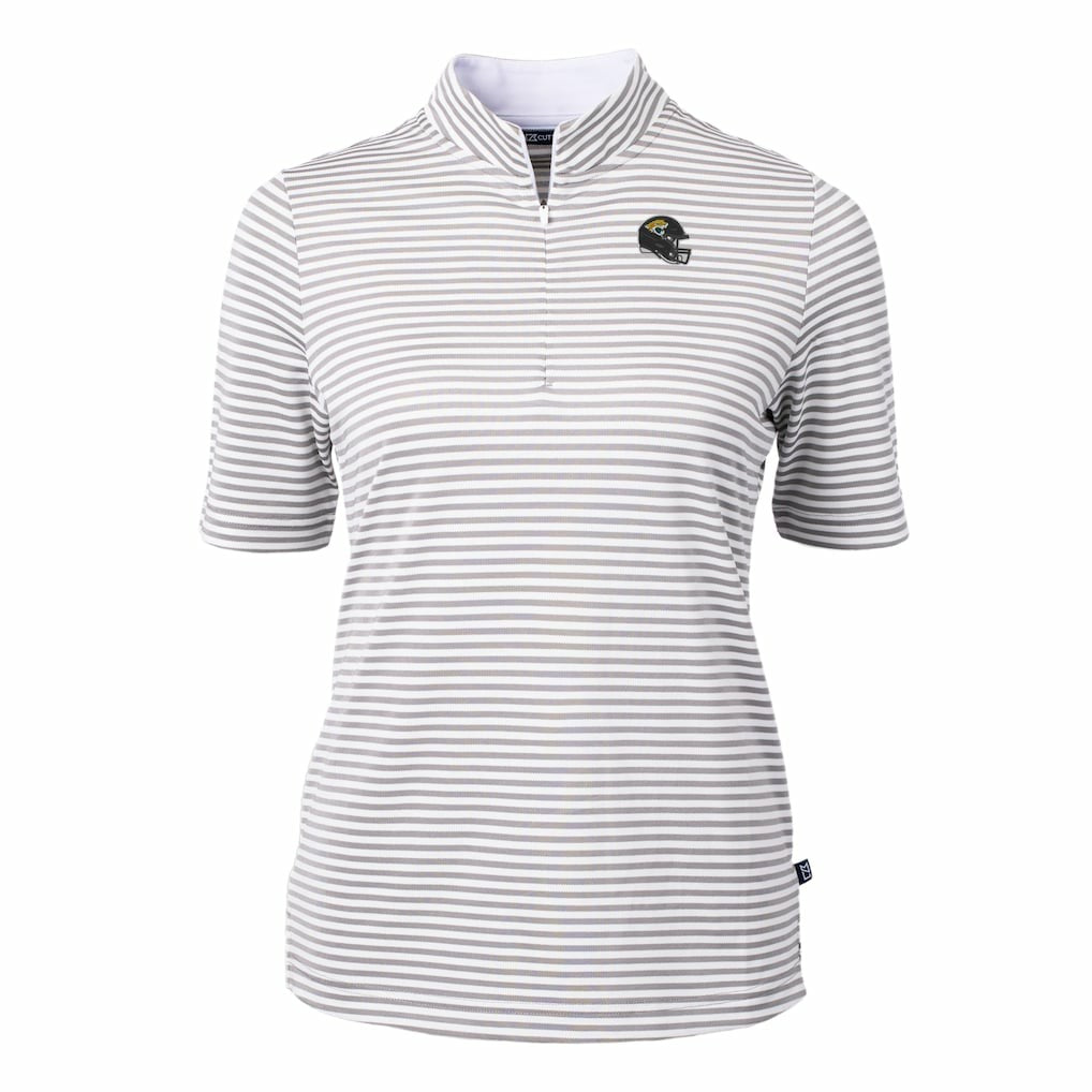 Cutter & Buck Women's Virtue Eco Pique Stripe Recycled Quarter-Zip Top - Jacksonville Jaguars Tops