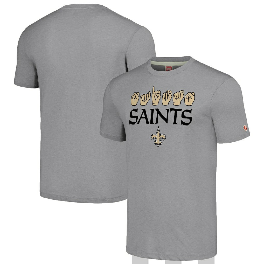 Homage Unisex The NFL ASL Collection by Love Sign American Sign Language T-Shirt - New Orleans Saints T-shirts