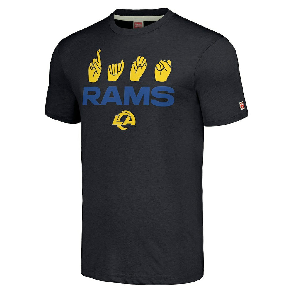 Homage Unisex The NFL ASL Collection by Love Sign American Sign Language T-Shirt - Los Angeles Rams T-shirts