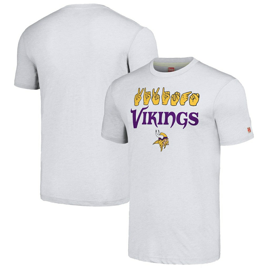 Homage Unisex The NFL ASL Collection by Love Sign American Sign Language T-Shirt - Minnesota Vikings T-shirts