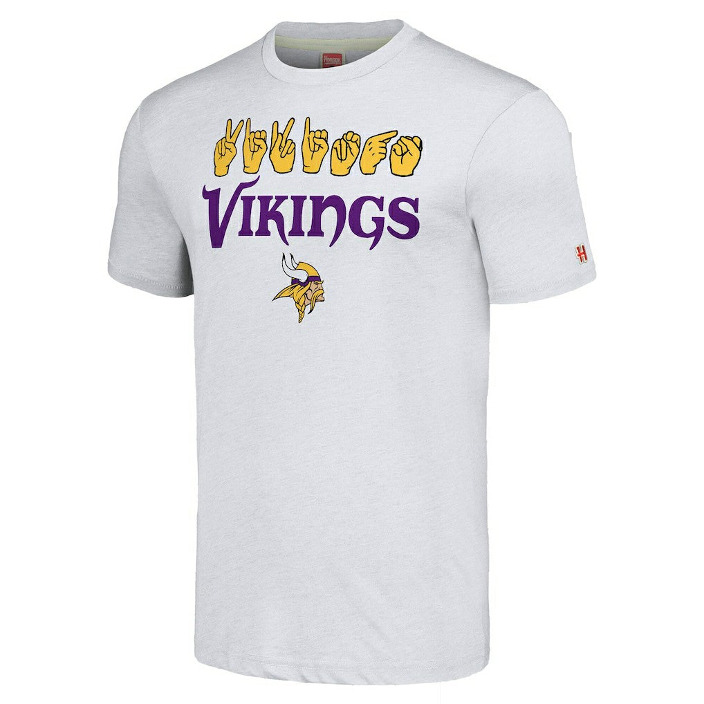 Homage Unisex The NFL ASL Collection by Love Sign American Sign Language T-Shirt - Minnesota Vikings T-shirts