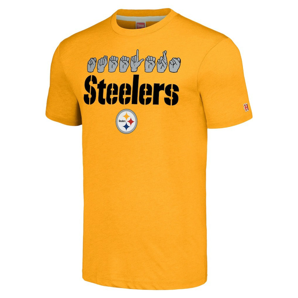 Homage Unisex The NFL ASL Collection by Love Sign American Sign Language T-Shirt - Pittsburgh Steelers T-shirts