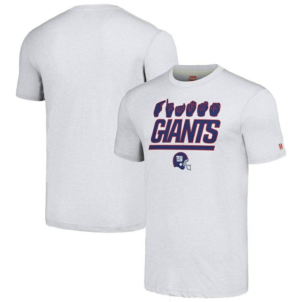 Homage Unisex The NFL ASL Collection by Love Sign American Sign Language T-Shirt - New York Giants T-shirts