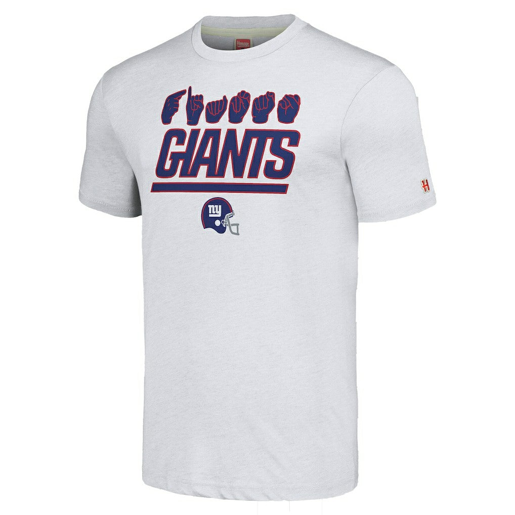 Homage Unisex The NFL ASL Collection by Love Sign American Sign Language T-Shirt - New York Giants T-shirts