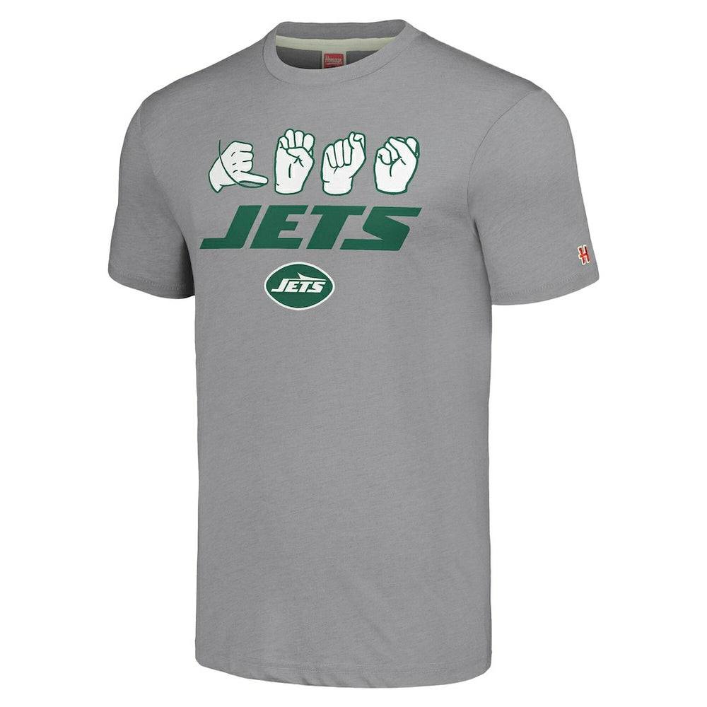 Homage Unisex The NFL ASL Collection by Love Sign American Sign Language T-Shirt - New York Jets T-shirts