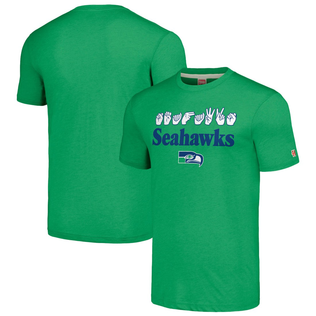 Homage Unisex The NFL ASL Collection by Love Sign American Sign Language T-Shirt - Seattle Seahawks T-shirts