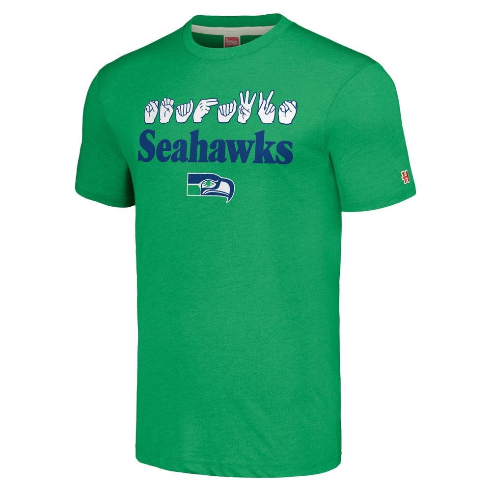 Homage Unisex The NFL ASL Collection by Love Sign American Sign Language T-Shirt - Seattle Seahawks T-shirts