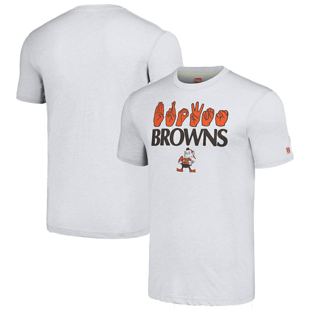 Homage Unisex The NFL ASL Collection by Love Sign American Sign Language T-Shirt - Cleveland Browns T-shirts
