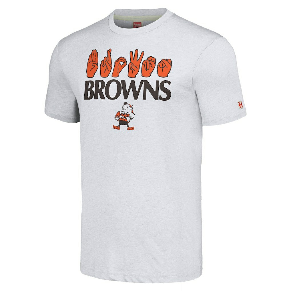 Homage Unisex The NFL ASL Collection by Love Sign American Sign Language T-Shirt - Cleveland Browns T-shirts