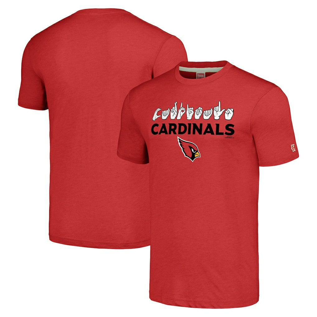 Homage Unisex The NFL ASL Collection by Love Sign American Sign Language T-Shirt - Arizona Cardinals T-shirts