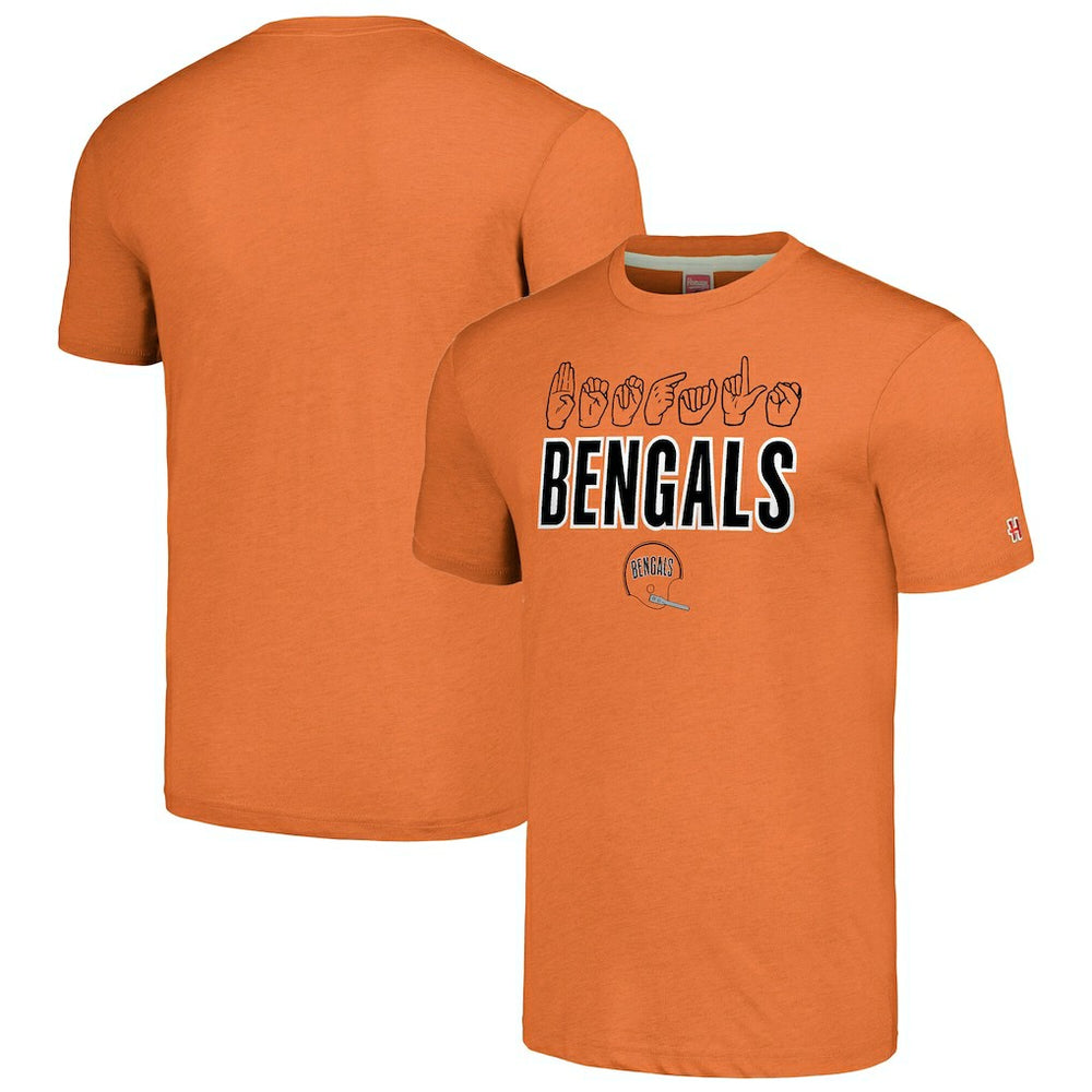 Homage Unisex The NFL ASL Collection by Love Sign American Sign Language T-Shirt - Cincinnati Bengals T-shirts