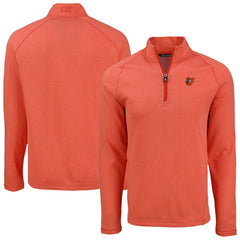 Heather Orange Baltimore Orioles Cutter & Buck Peshastin Eco Fleece Recycled Raglan Quarter-Zip Top