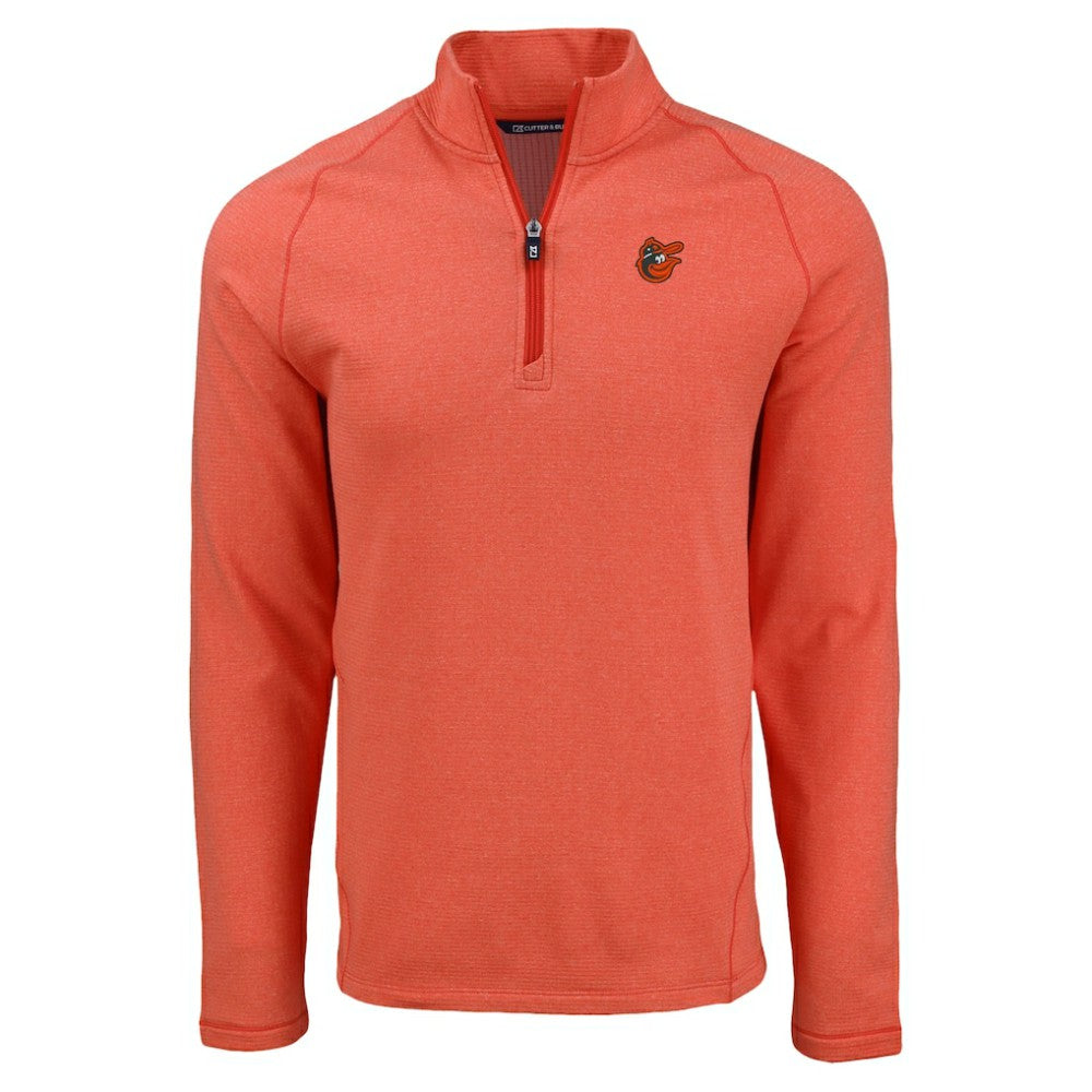 Heather Orange Baltimore Orioles Cutter & Buck Peshastin Eco Fleece Recycled Raglan Quarter-Zip Top