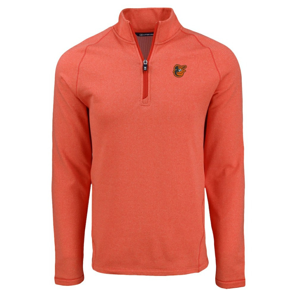 Heather Orange Baltimore Orioles Cutter & Buck Peshastin Eco Fleece Recycled Raglan Quarter-Zip Top