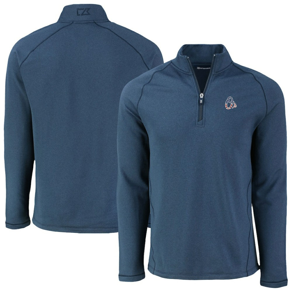 Heather Navy Baltimore Orioles Cutter & Buck Peshastin Eco Fleece Recycled Raglan Quarter-Zip Top